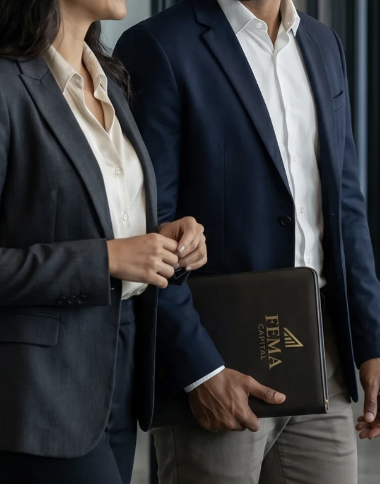 Equipe FEMA Capital em ambiente corporativo